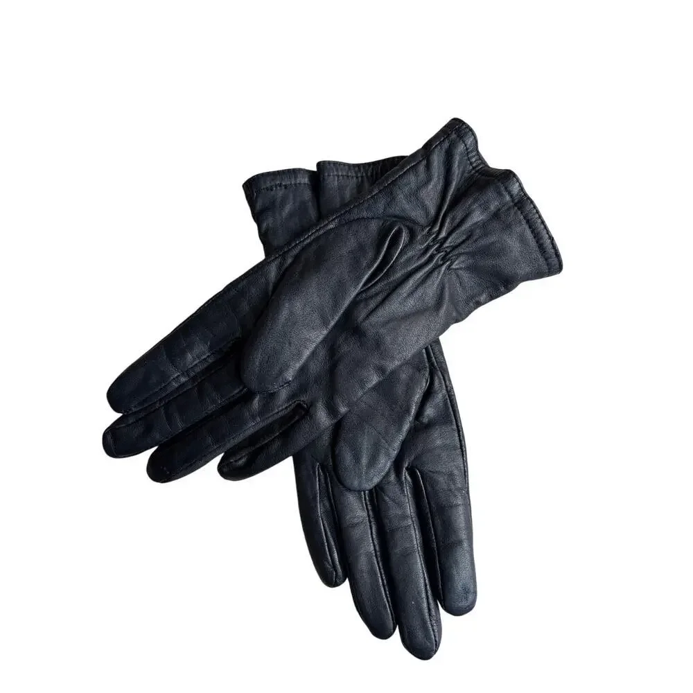 Y2K Vintage Black Leather Thinsulate Lined Gloves Size M